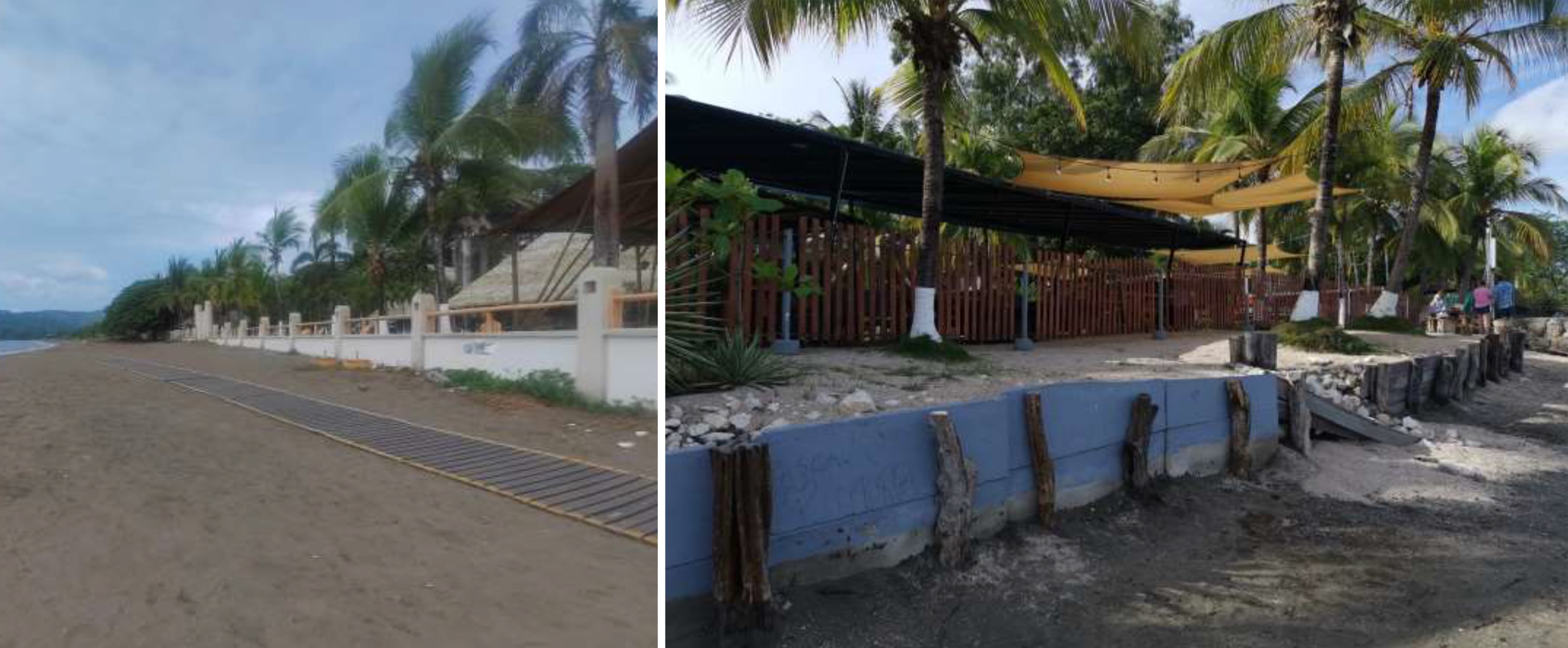 Dos casos de Invasión de la ZMT en playas de Santa Cruz, documentados en el informe de Auditoría Interna de la Municipalidad de ese cantón guanacastesco. Fotografía: Auditoría Interna de la Municipalidad de Santa Cruz.