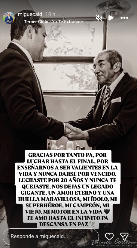 Miguel Calderón compartía nombre con su padre, quien falleció de 71 años.