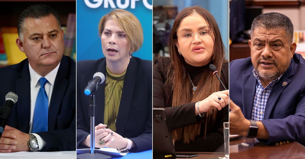 En dos años de gestión, Rodrigo Chaves acumula 28 salidas de viceministros y ocho ministros. En promedio, una cada 14 días. En la imagen, de izquierda a derecha, Melvin Chaves, exviceministro del MEP, Mónica Araya, expresidenta del INS, Joselyn Chacón, exministra de Salud y Jorge Torres, exministro de Seguridad.