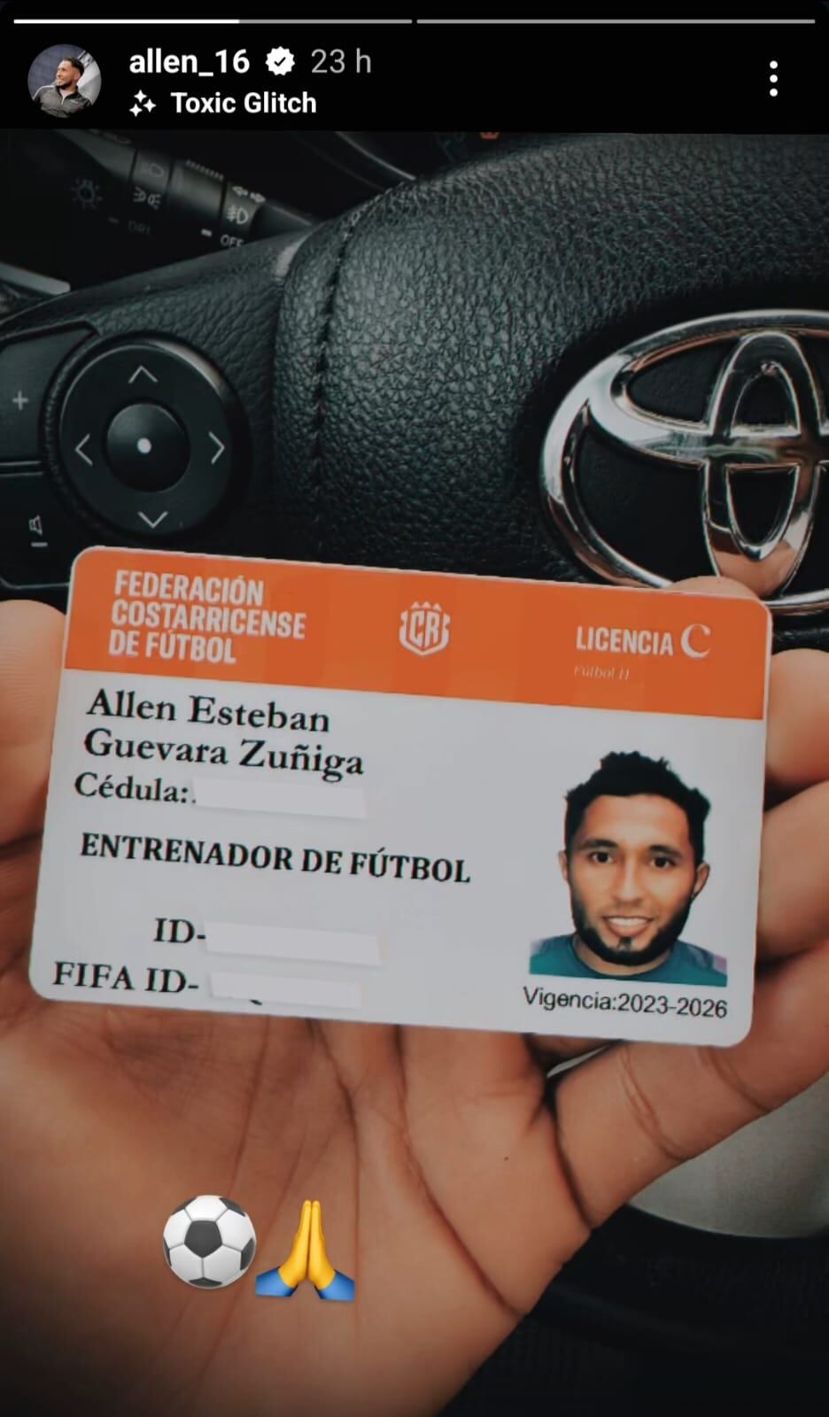 Allen Guevara sacó la licencia C de entrenador en la Federación Costarricense de Fútbol.