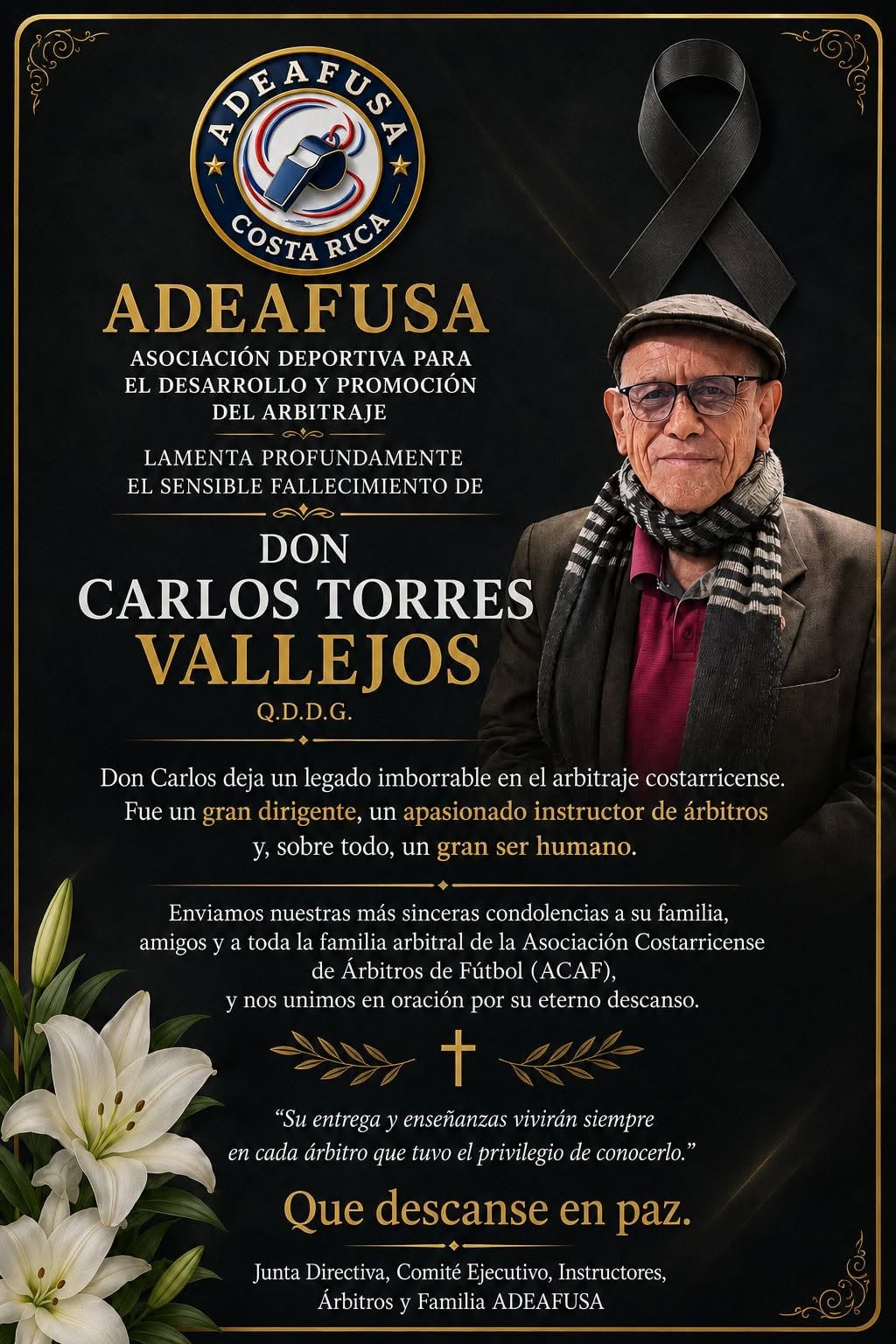 Así se pronunció Adeafusa ante la muerte de Carlos Torres Vallejos.