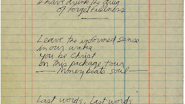 Subastan un poema de Jim Morrison hallado en el hotel donde murió