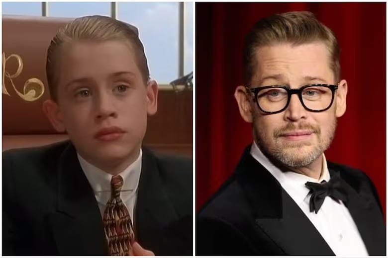 Imágenes compuestas del antes y después de los actores que interpretaron a los niños en la película 'Ricky Ricón'.