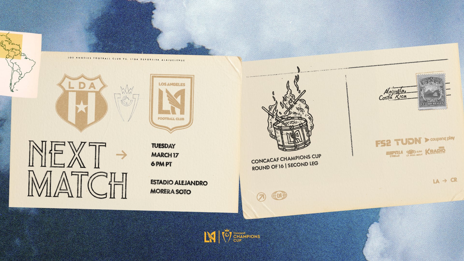 LAFC colgó esta imagen en sus redes sociales mientras se encontraba volando hacia Costa Rica para el partido de este martes 17 de marzo contra Liga Deportiva Alajuelense.