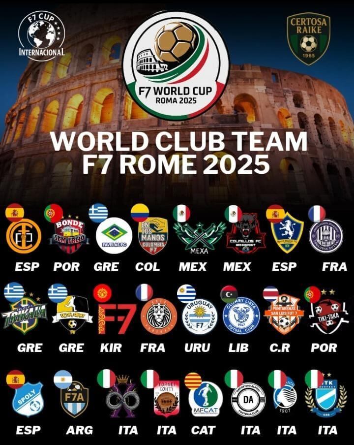 Carlos Zorro Hernández
Estafa
Mundial Futbol 7 Amateur
Roma, Italia
24 de setiembre del 2025
Cortesía: Carlos Hernández