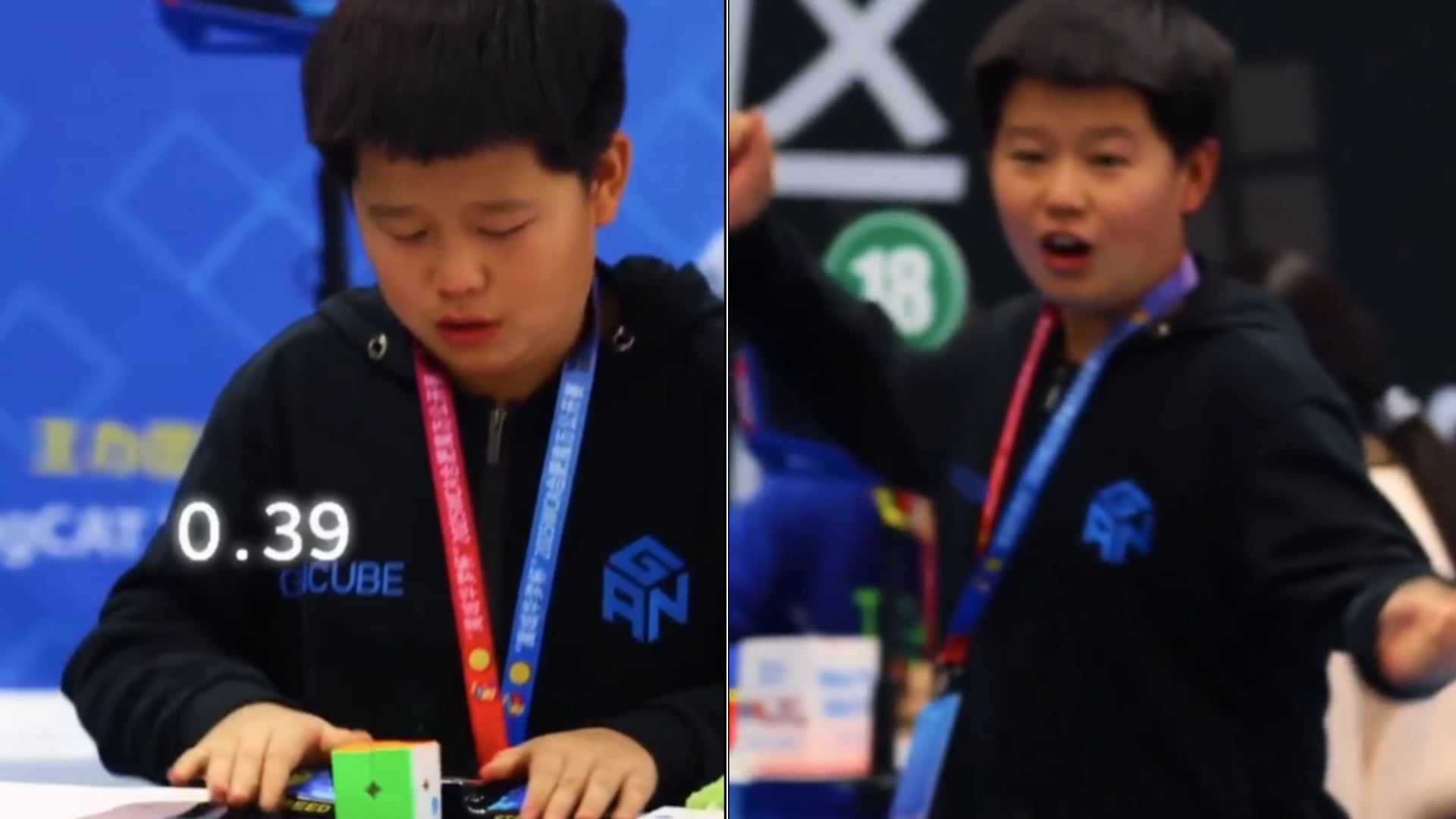 El niño Ziyu Ye, de 9 años, rompió el récord mundial de cubo mágico 2x2x2 con un tiempo de 0,39 segundos, validado por la World Cube Association.
