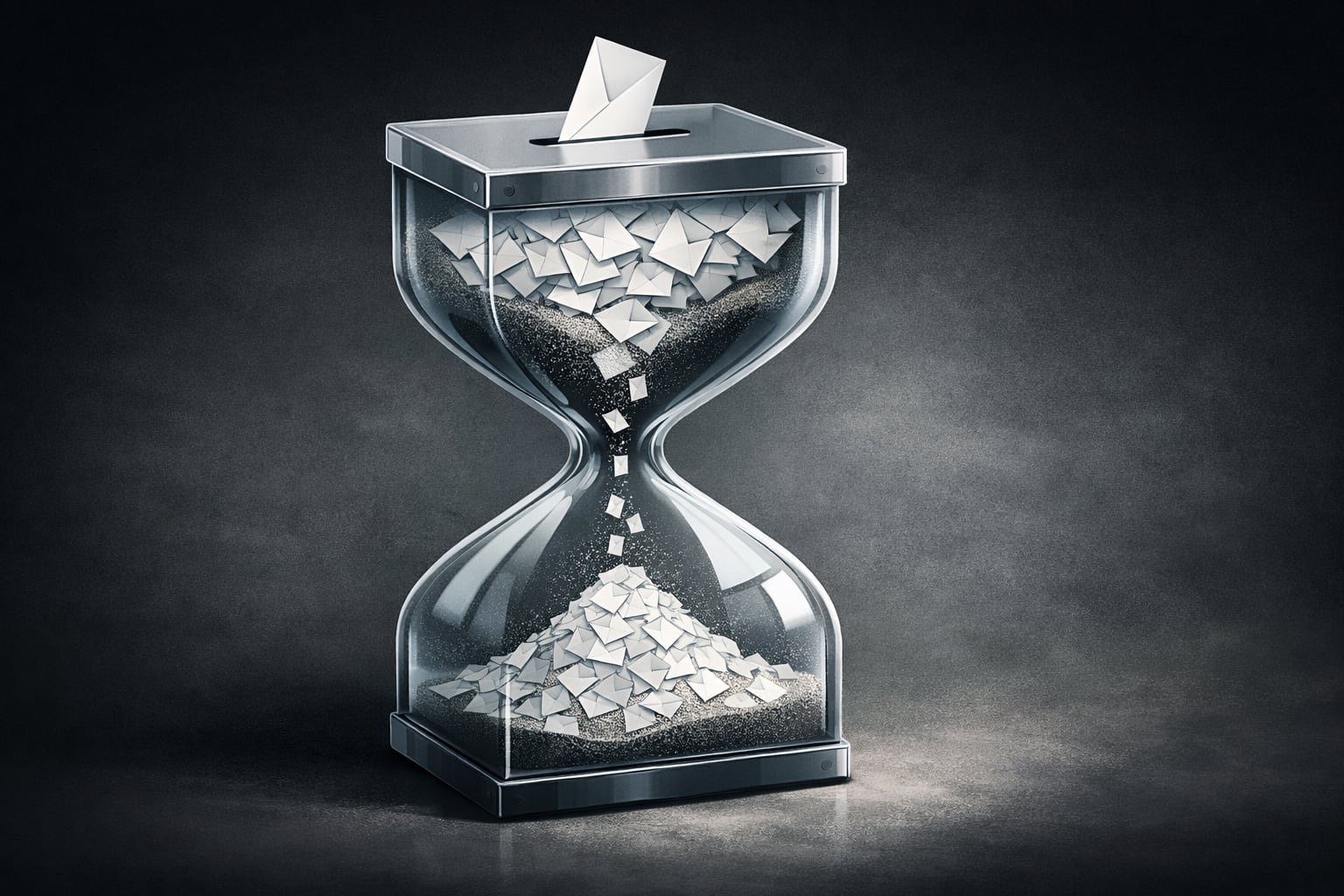 Reloj de arena con votos. El tiempo se agota. Elecciones