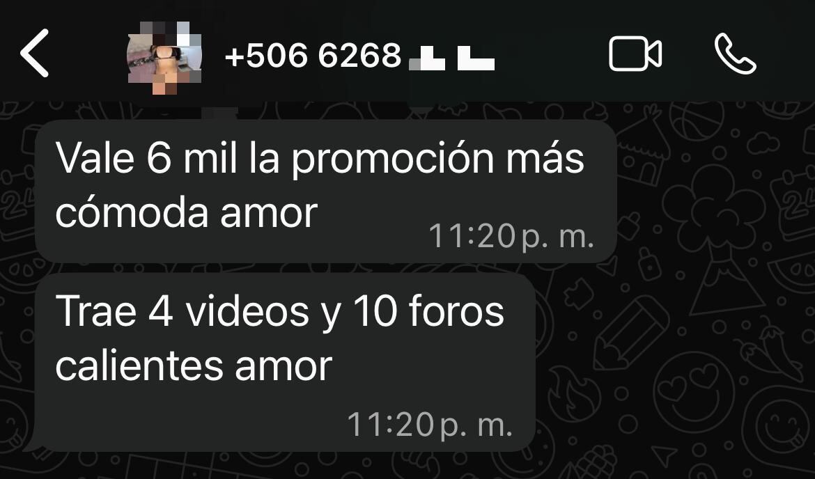 Durante el intercambio de mensajes con una supuesta joven que se dedica a la sextorsión, ofreció a un periodista de La Nación una promoción para enviar contenido íntimo.