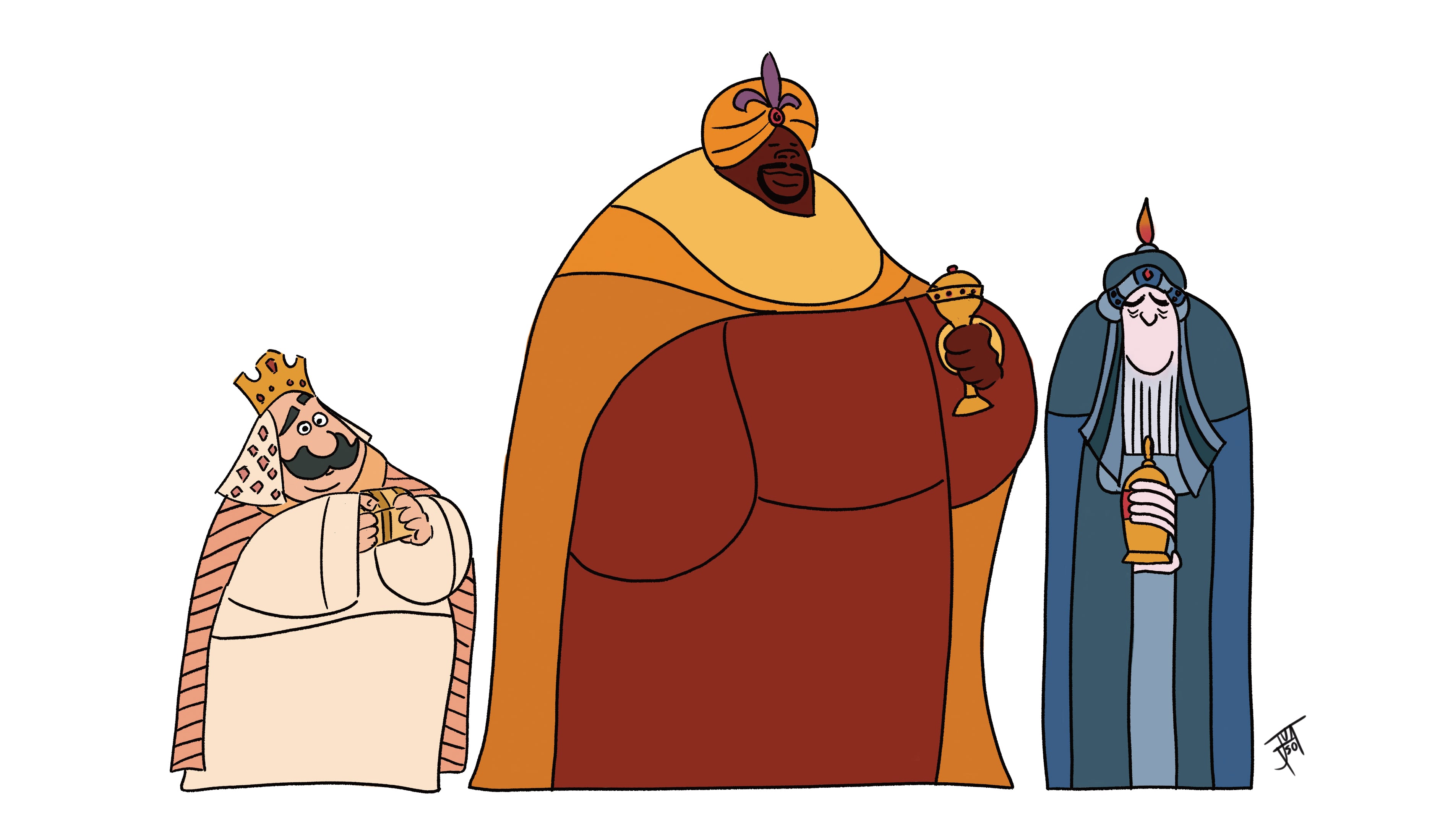 Imagen ilustrativa de los Tres Reyes Magos: Melchor, Gaspar y Baltasar.