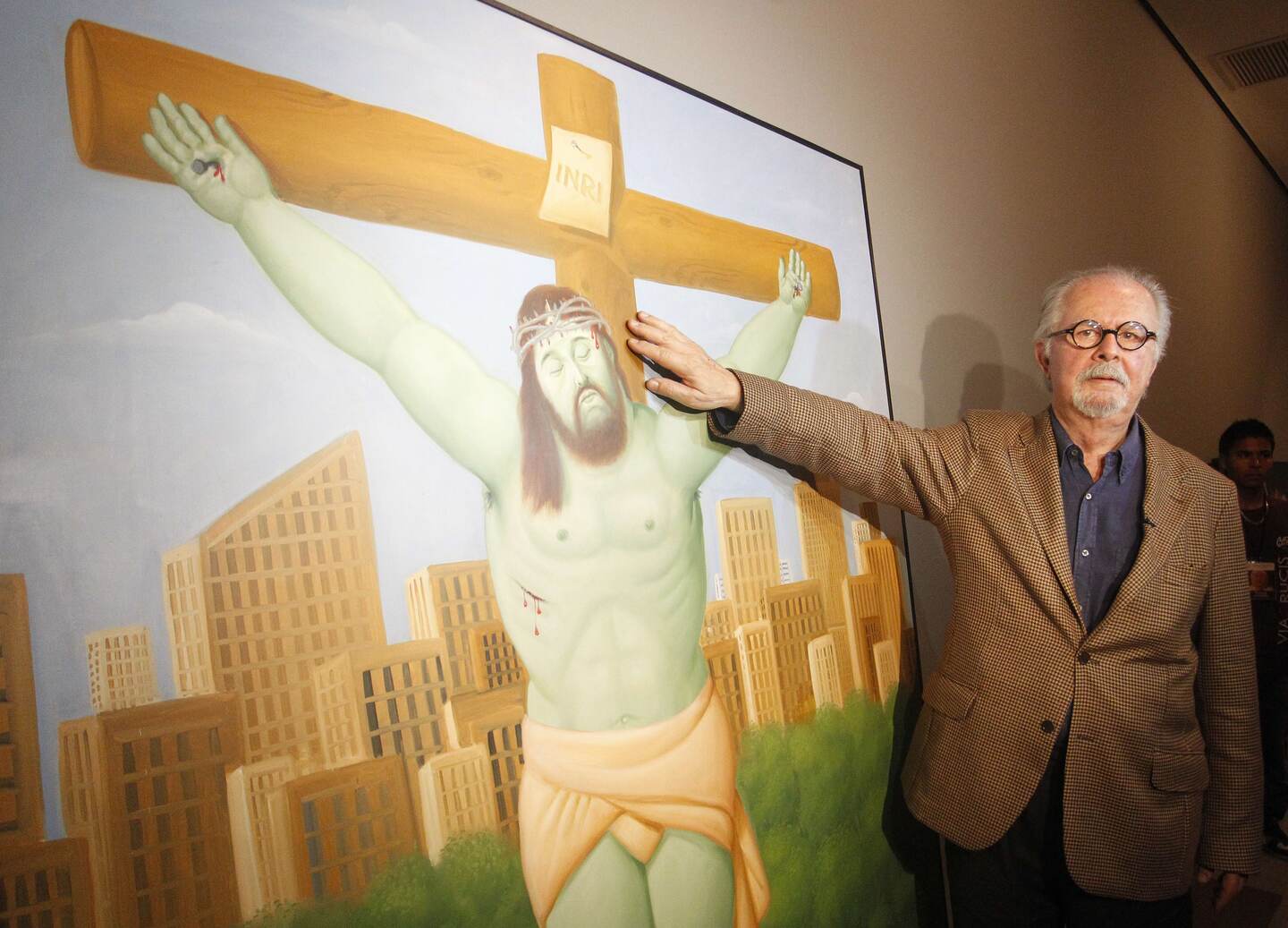 Medellín, Antioquia. 01 de abril de 2012. El maestro Fernando Botero presento su obra Viacrusis en el Museo de Antioquia. Crédito: CEET Fotógrafo: Guillermo Ossa
