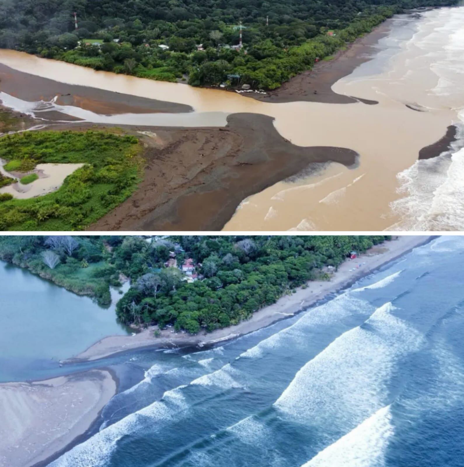 Buena parte del rerreno boscoso que se ve en la foto de abajo desapareció en los últimos años. Foto: Cortesía, Guardavidas de Costa Ballena.
