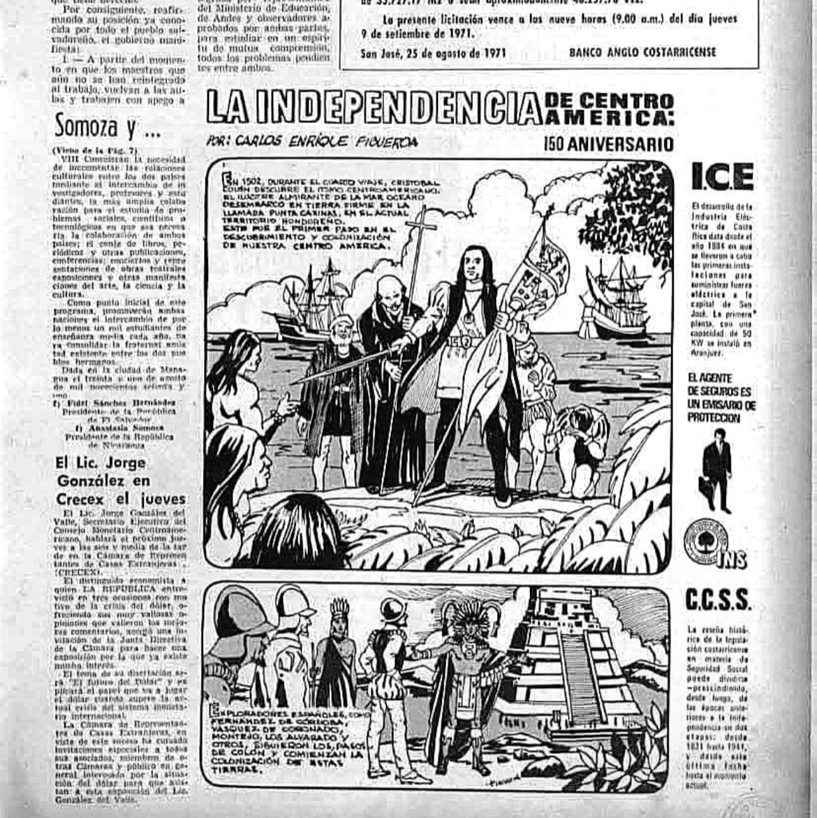 Tira de historieta del artista Carlos Enrique Figueroa publicada en el periódico 'La República' en 1975.