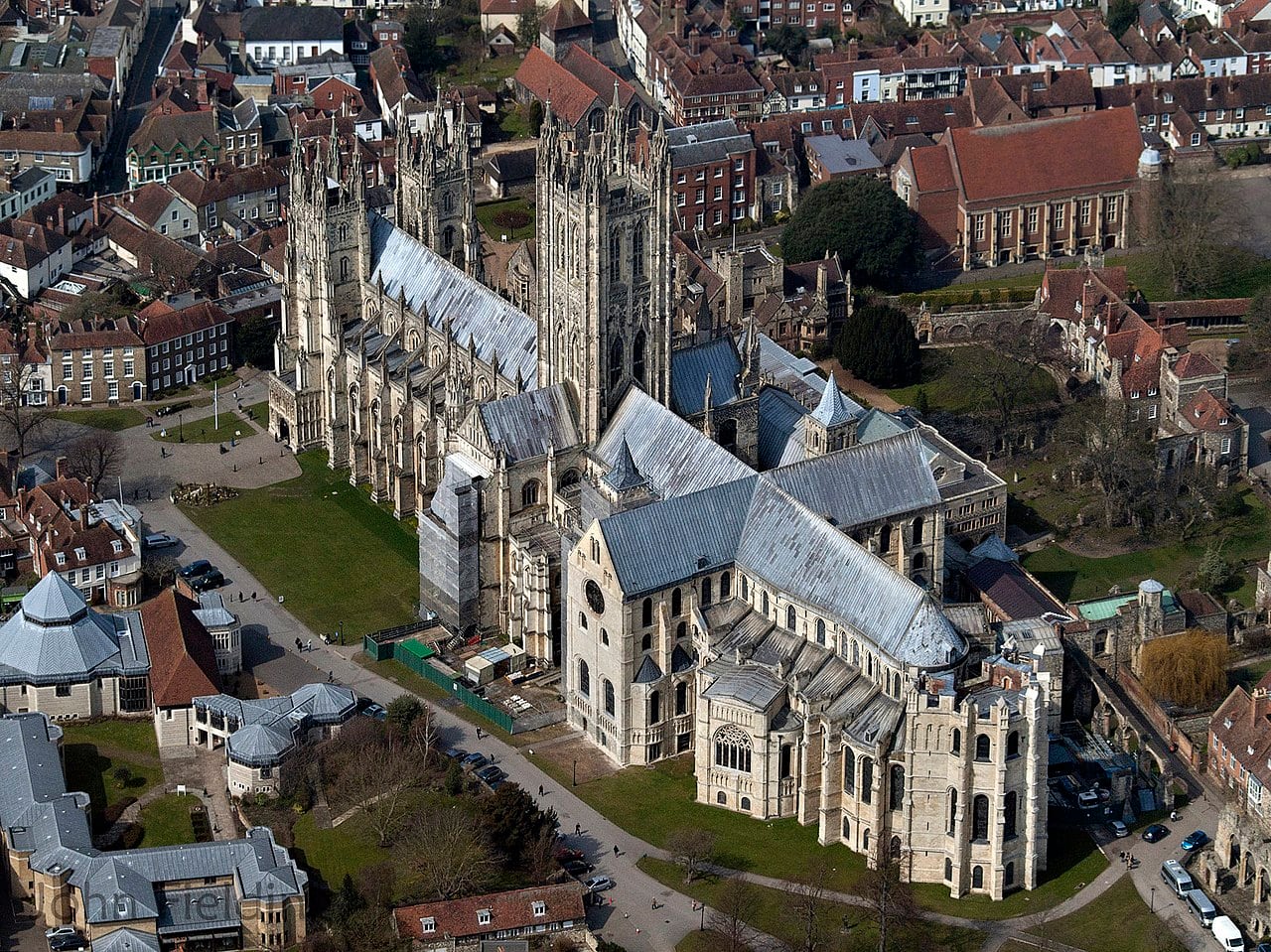 Vista áerea de la Catedral de Canterbury, en Kent.