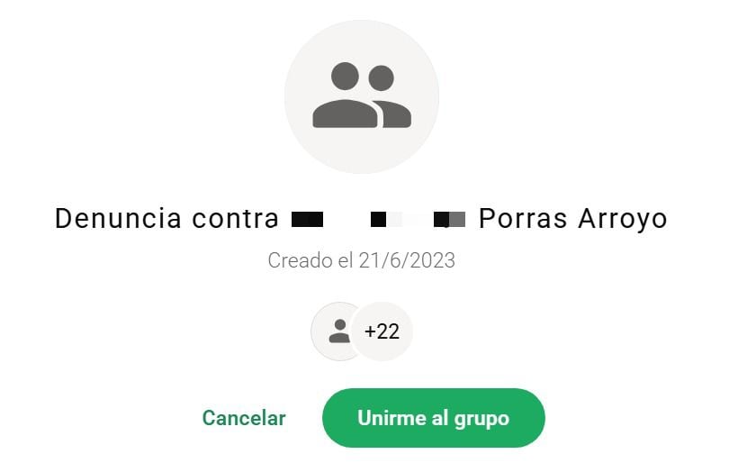 Varios afectados crearon un grupo de WhatsApp, para compartir información sobre supuestas estafas cometidas por el sospechoso Porras Arroyo.