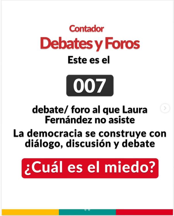 La candidata presidencial de Agenda Ciudadana, Claudia Dobles, creó un contador de ausencias de Laura Fernández a debates y foros.