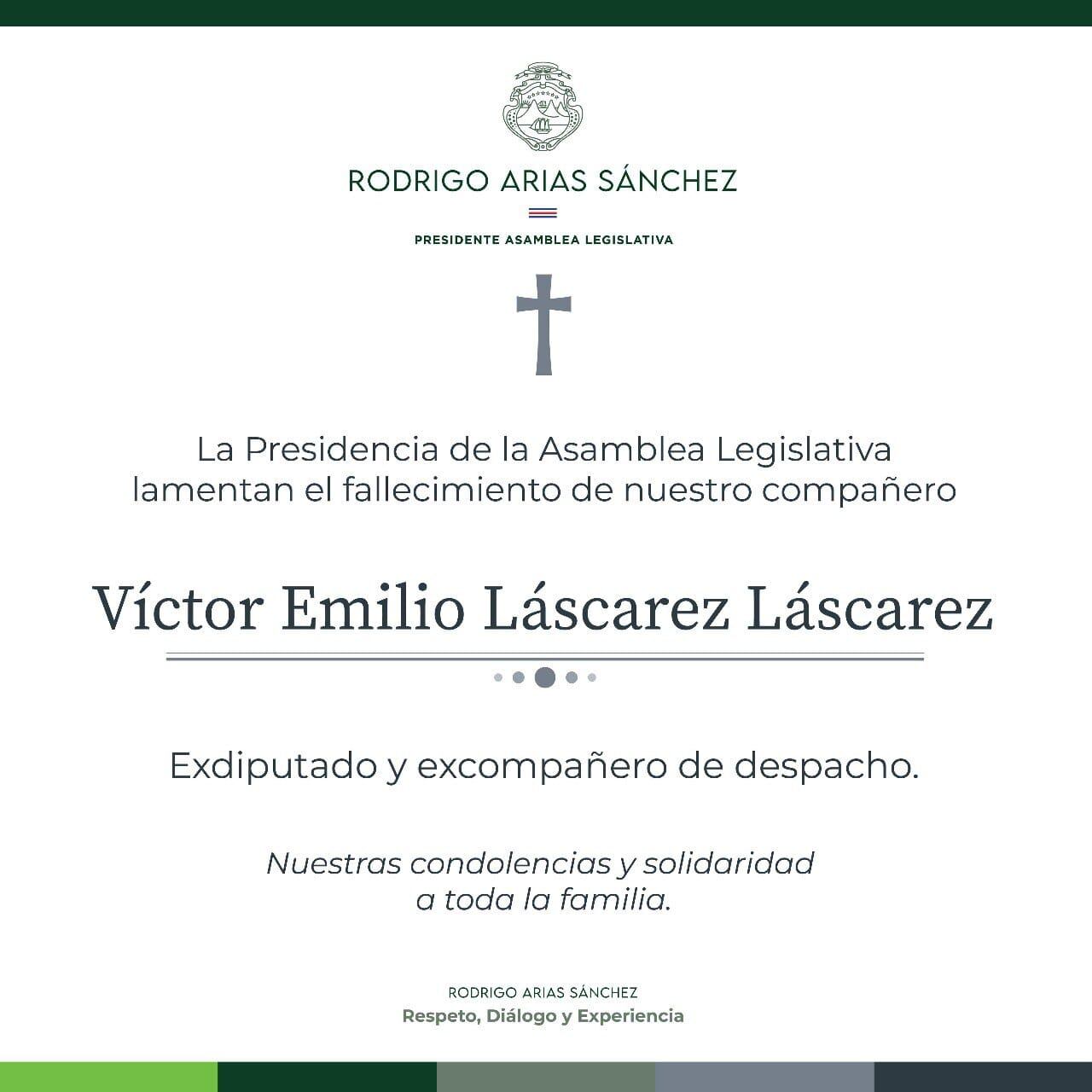 El exdiputado Víctor Láscarez falleció a los 69 años.