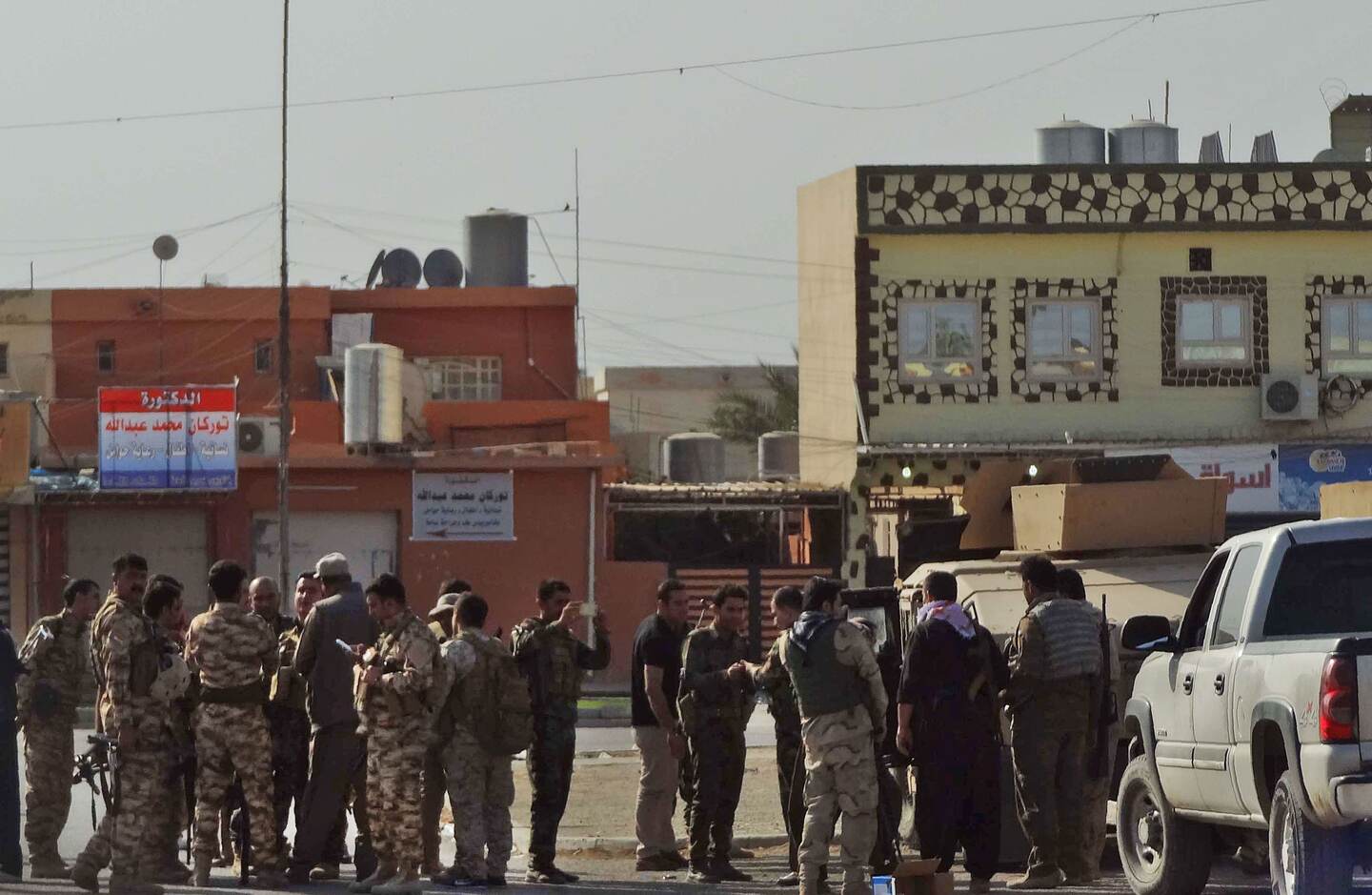 Fuerzas kurdas se reunieron este viernes en el barrio de Domiz en la ciudad de Kirkuk.