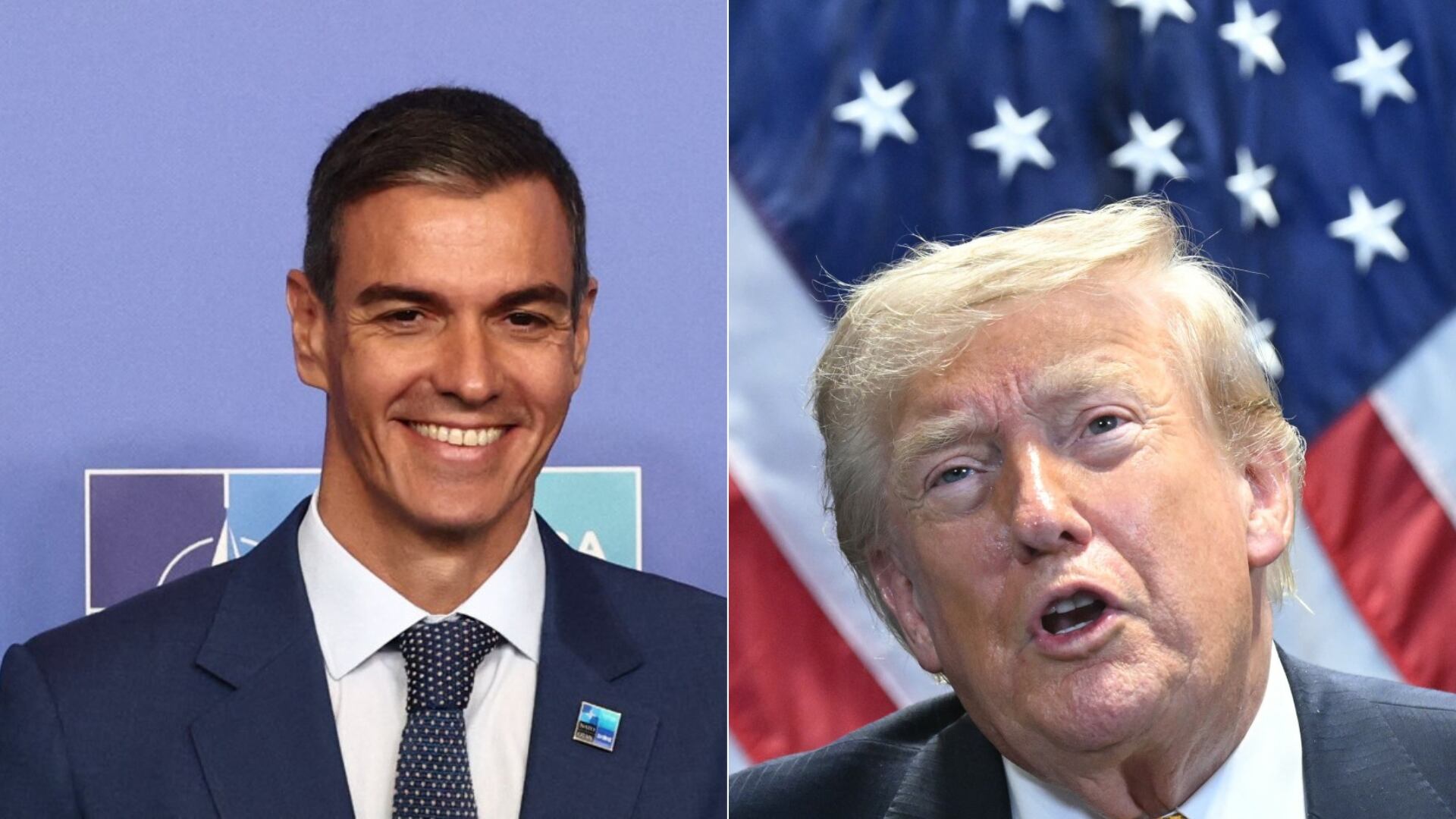 El jefe de gobierno español, Pedro Sánchez, y el presidente de Estados Unidos, Donald Trump, durante la cumbre de la OTAN en Turquía.