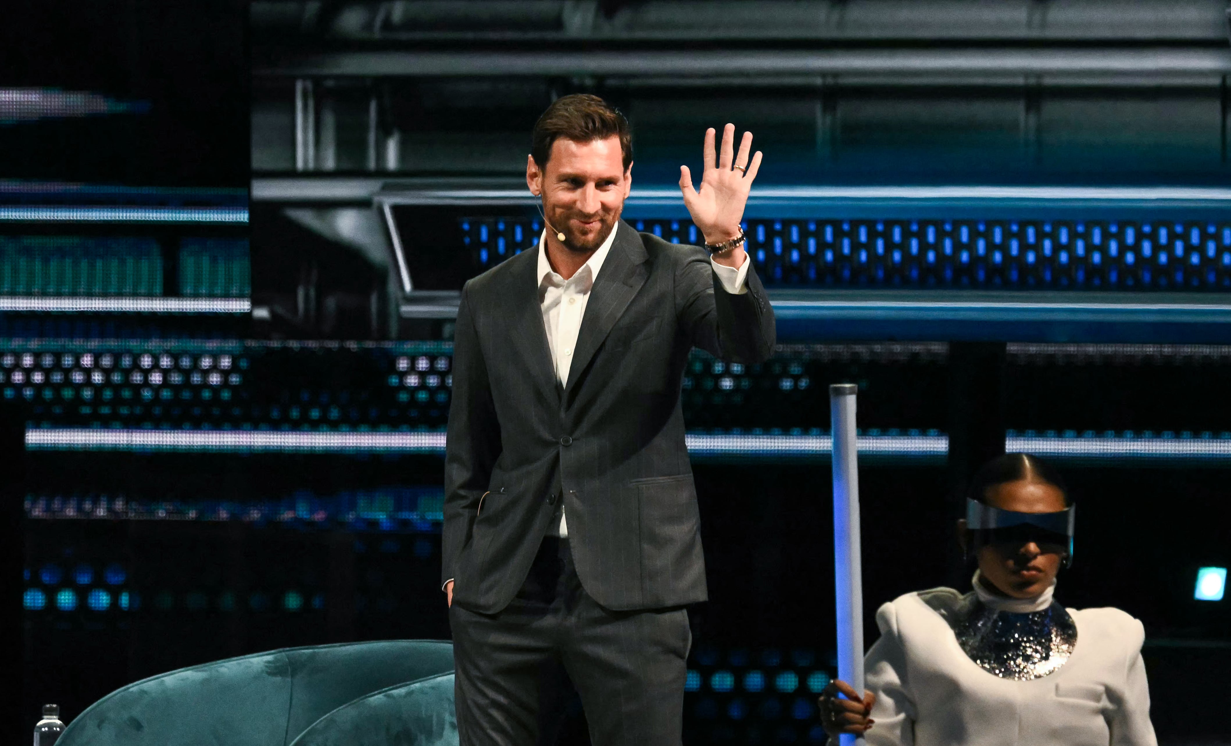 El futbolista argentino Lionel Messi llega para dar una charla en el American Business Forum en el Kaseya Center de Miami el 5 de noviembre de 2025. (Foto de Chandan Khanna / AFP)