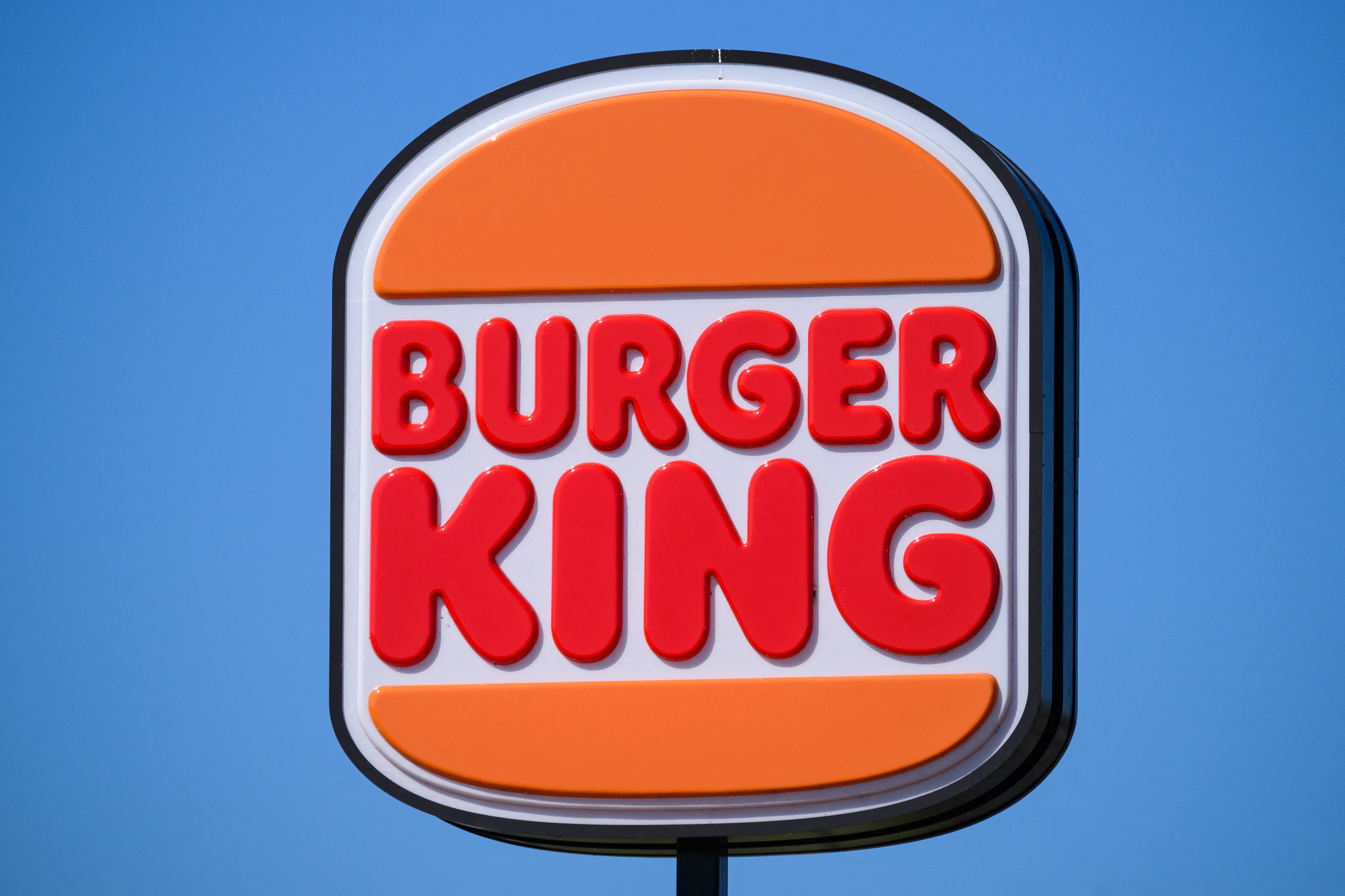 This picture shows the logo of a Burger King fastfood restaurant, in Ancenis, western France, on April 29, 2025. (Photo by Loic VENANCE / AFP)