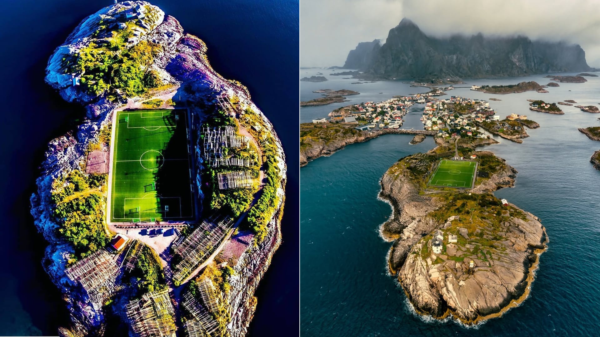 El Henningsvær Stadion destaca por su ubicación en el Ártico, su entorno rocoso y su uso para torneos amateurs y turismo.