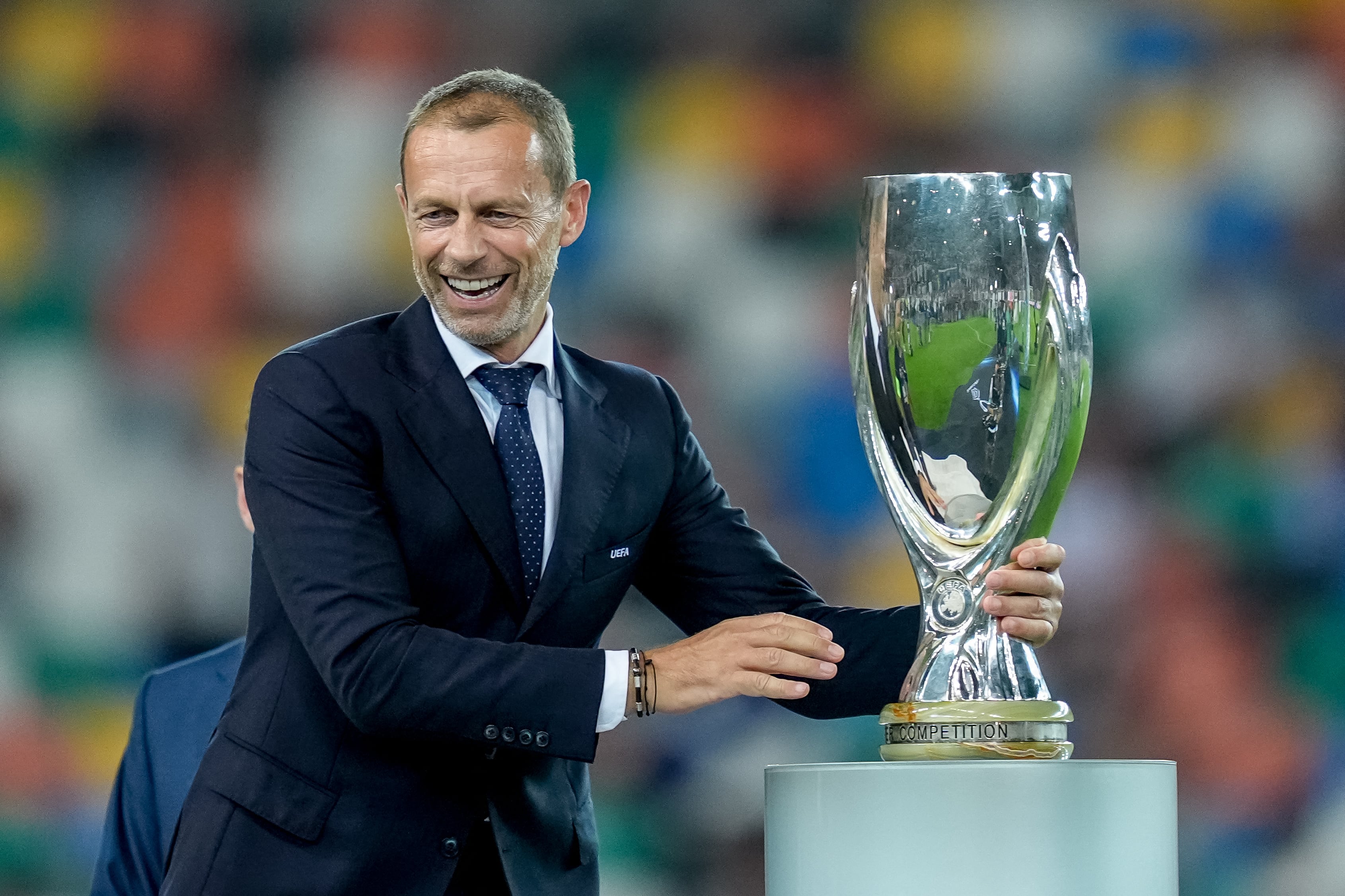 Aleksander Ceferin, presidente de la UEFA y gran opositor de Gianni Infantino, aquí durante la Supercopa de Europa del 2025.