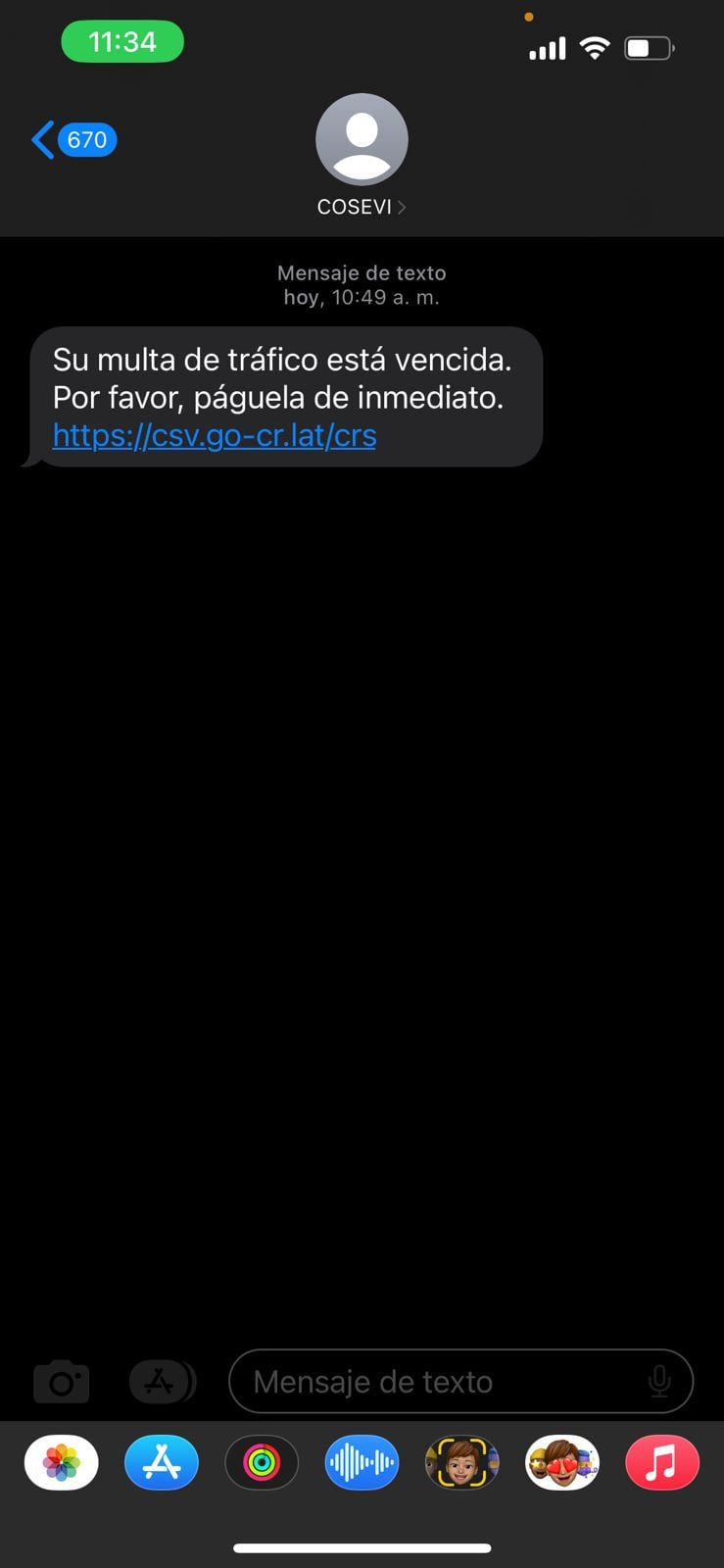 ¿Recibió un mensaje de multa? Se trata de una estafa así lo comunicó el Ministerio de Obras Públicas y Transportes (MOPT).