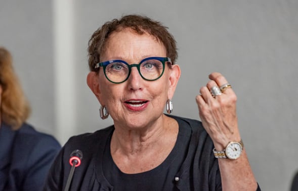 Rebeca Grynspan, secretaria general de la Unctad, habla en conferencia en Ginebra sobre aranceles de Estados Unidos y su efecto en el comercio internacional.