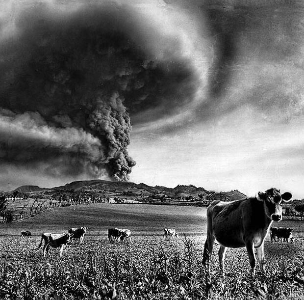 El 09 de agosto de 1962 un fuerte retumbo y una gran columna de vapor marcaron el inicio de lo que sería un nuevo ciclo eruptivo en el cráter principal del volcán Irazú, precisamente, siete meses después, pasada la 1:00 pm del 13 de marzo de 1963, una enorme nube de ceniza que se apreciaba desde distintos puntos del Valle Central anunciaba que el macizo del Irazú había entrado en erupción, periodo que se extendería hasta 1965.