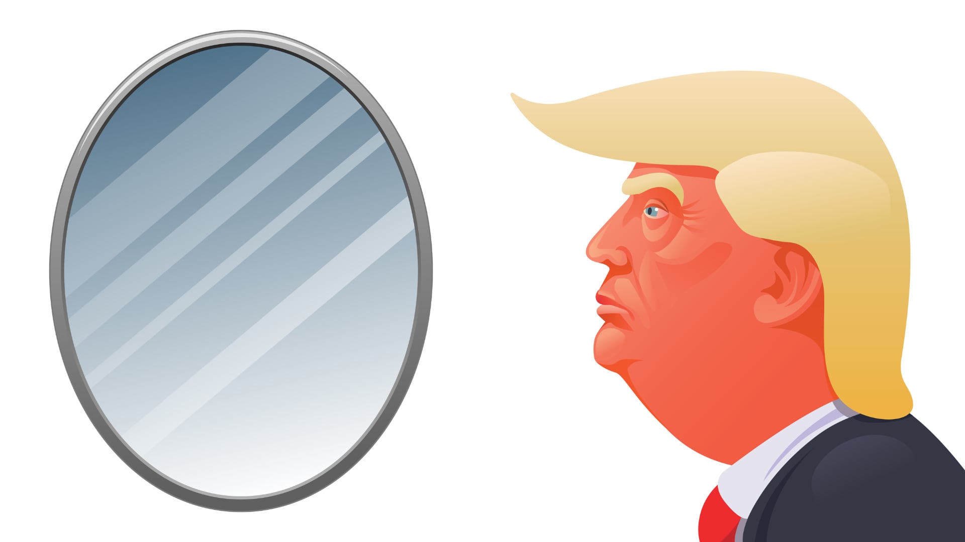 Ilustración de Donald Trump frente al espejo