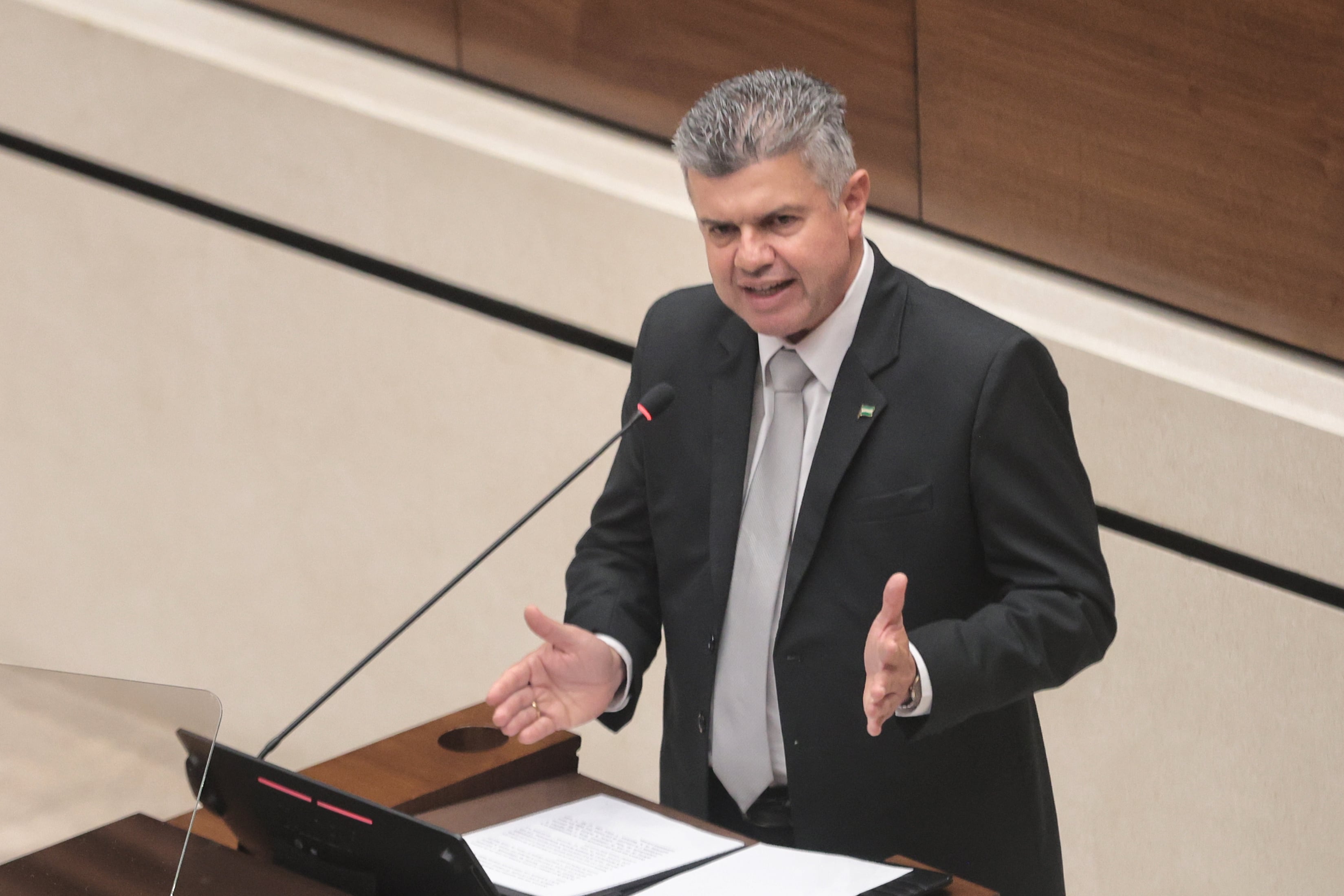 Discurso de diputado ÁLVARO RAMÍREZ BOGANTES jefe de fracción del PLN en la Asamblea Legislativa / foto John Durán
