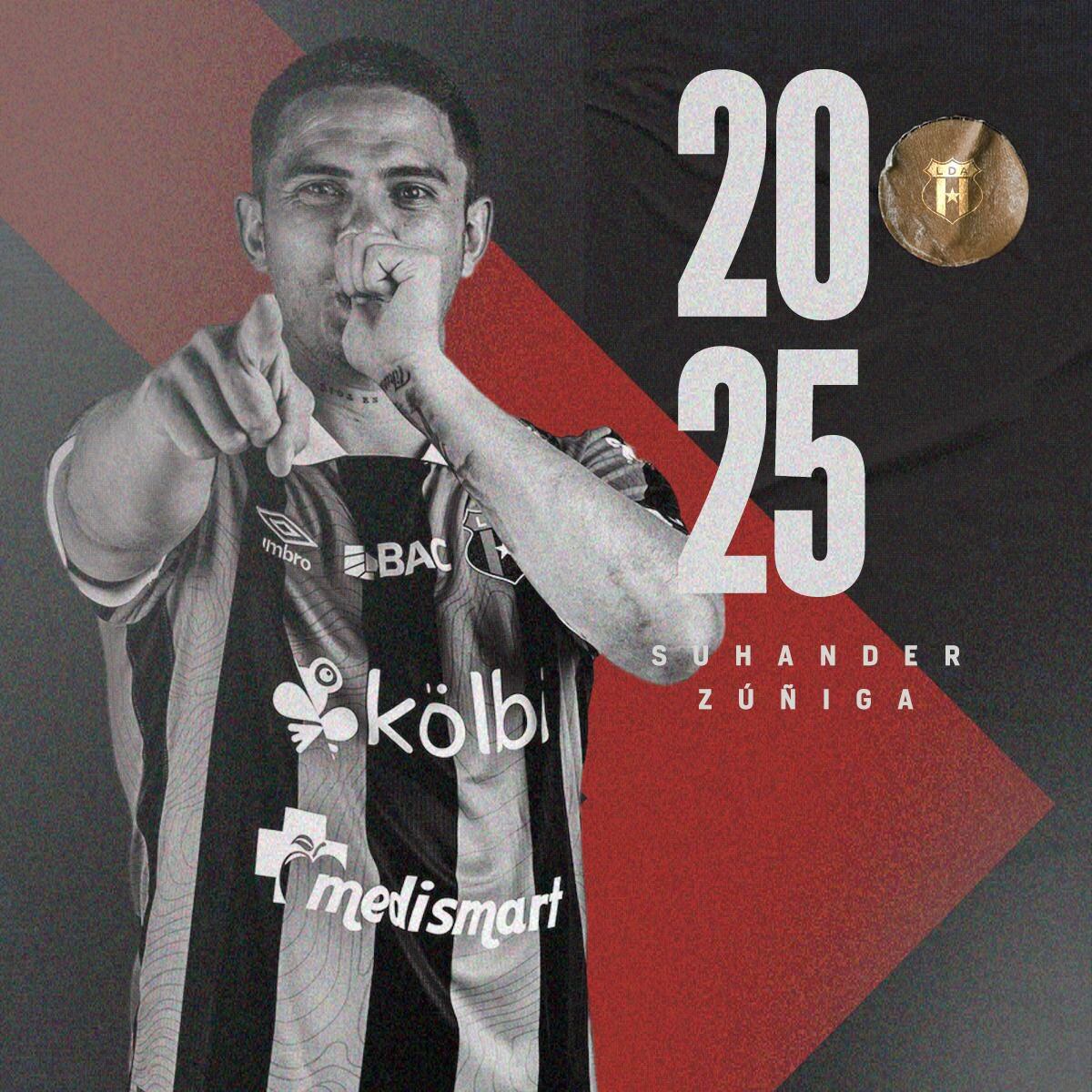 Suhander Zúñiga ahora es ficha de Liga Deportiva Alajuelense.