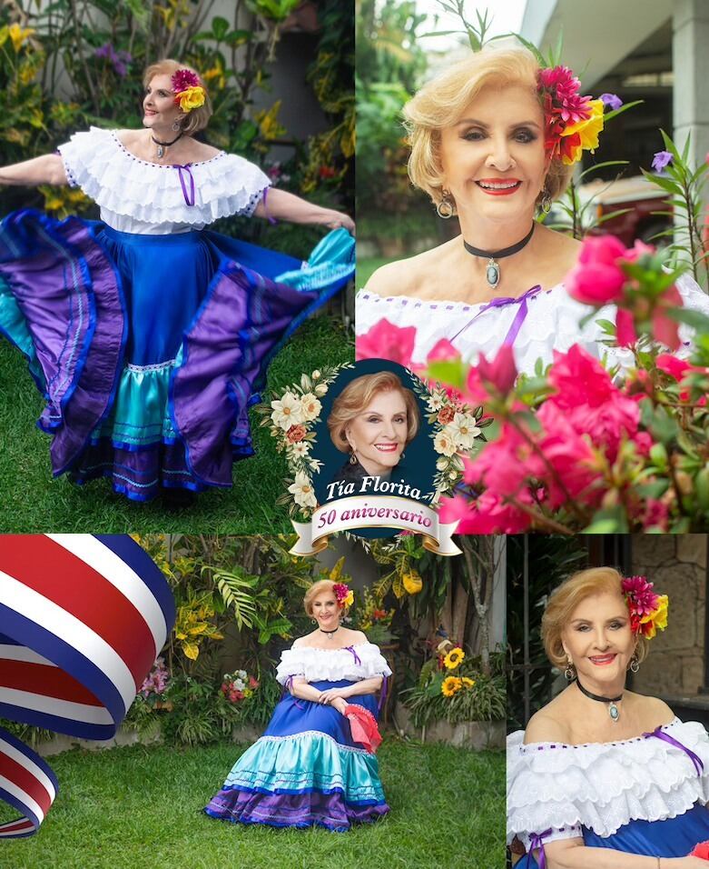 Tía Florita publicó fotografías con su vestido típico y una flor en la oreja.