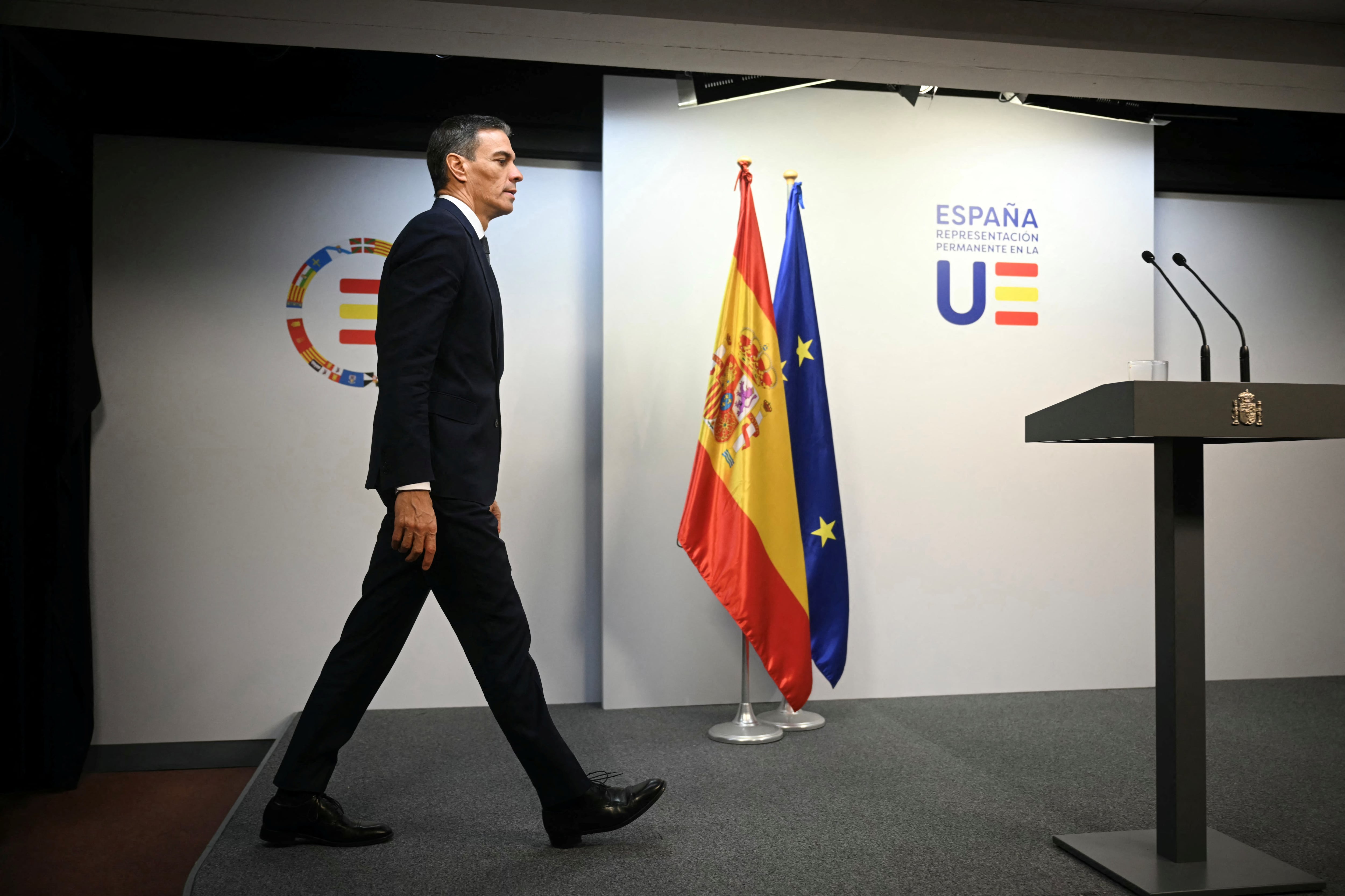 El presidente del Gobierno español, Pedro Sánchez, en un discurso en la rueda de prensa de clausura tras una reunión de emergencia del Consejo Europeo sobre las amenazas del presidente estadounidense a Groenlandia, en la sede europea en Bruselas, el pasado 22 de enero. Fotografía: