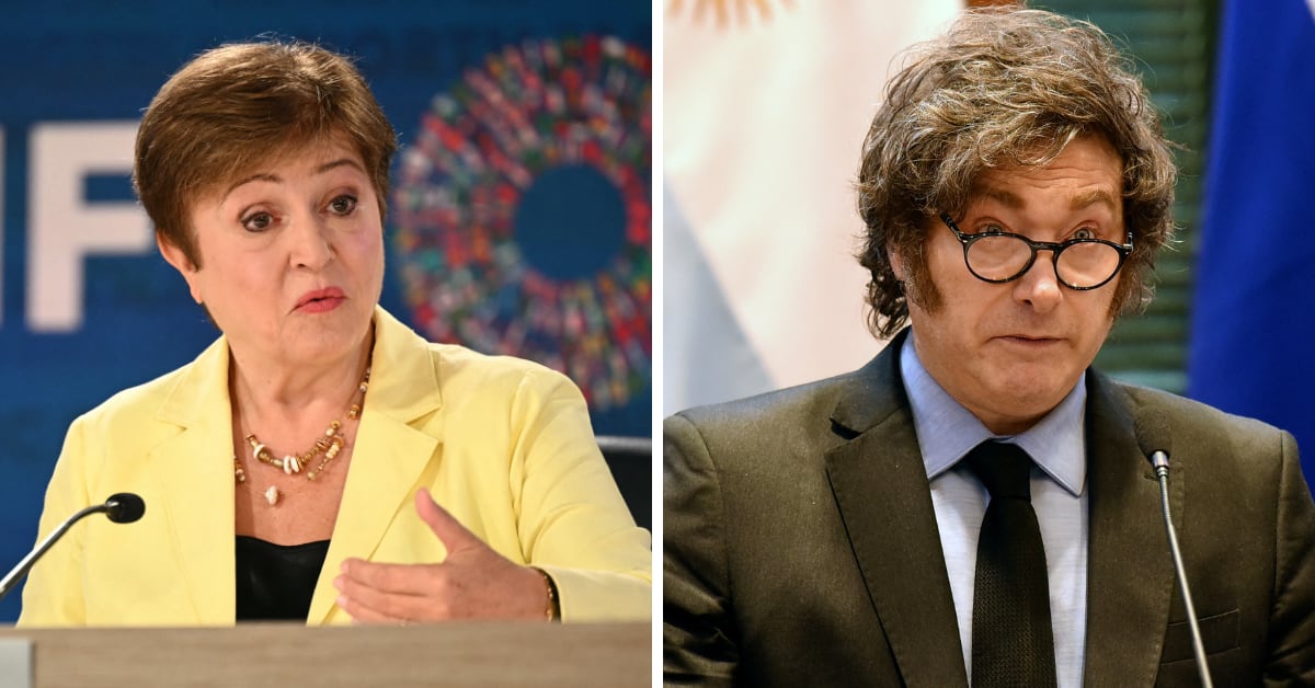 Kristalina Georgieva, directora del FMI, y Javier Milei, presidente de Argentina.