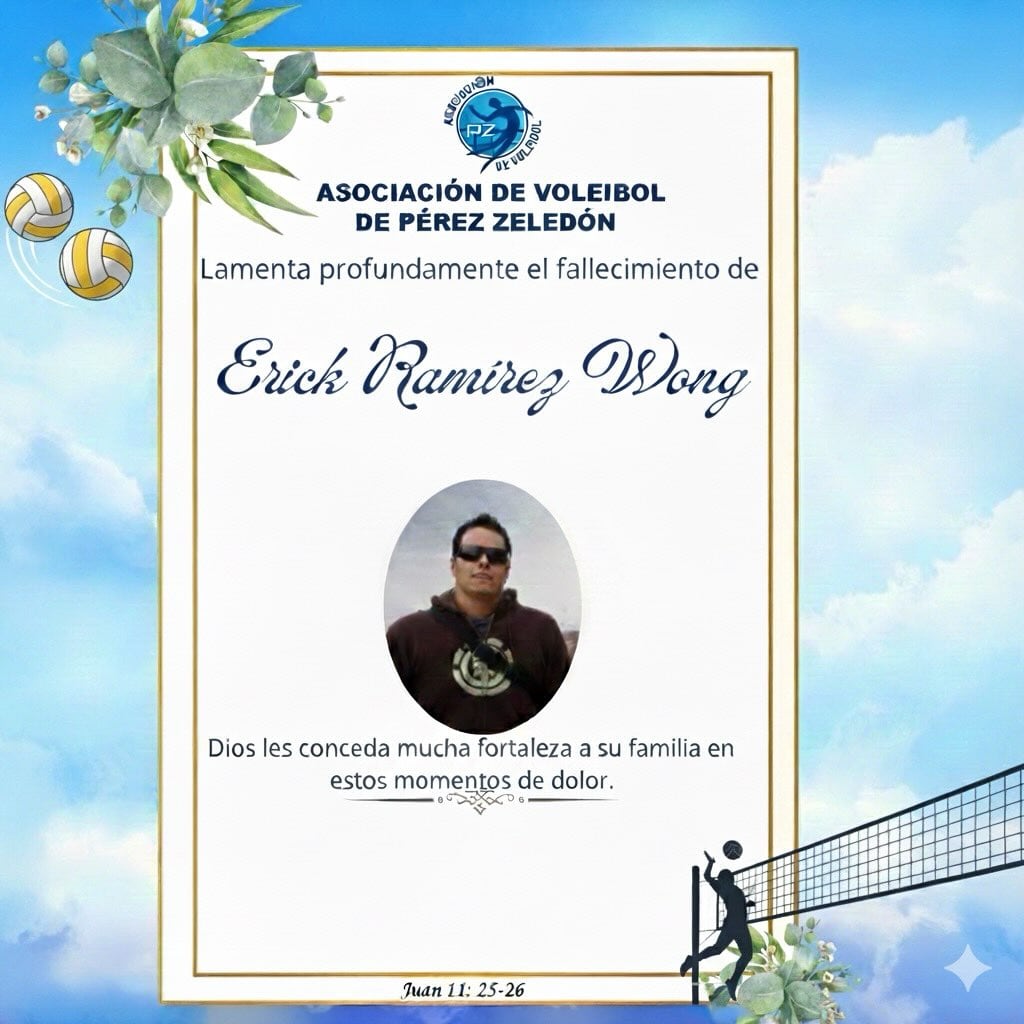 La Asociación de Voleibol de Pérez Zeledón le envió sus condolencias a la familia de Erick Ramírez Wong.