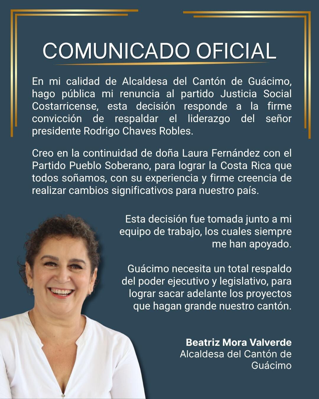 Renuncia de la alcaldesa de Guácimo