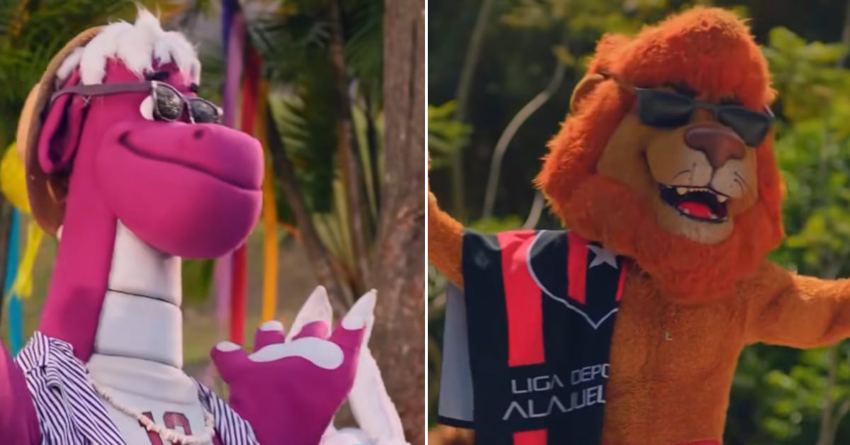 El anuncio muestra juntos al León y al Monstruo, mascotas oficiales de Alajuelense y Saprissa.