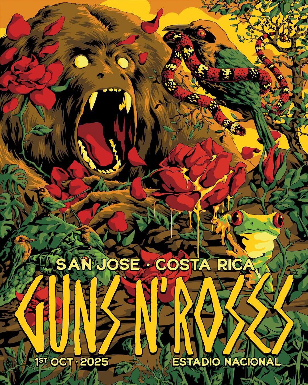 Afiche de la segunda visita de Guns N' Roses en Costa Rica.