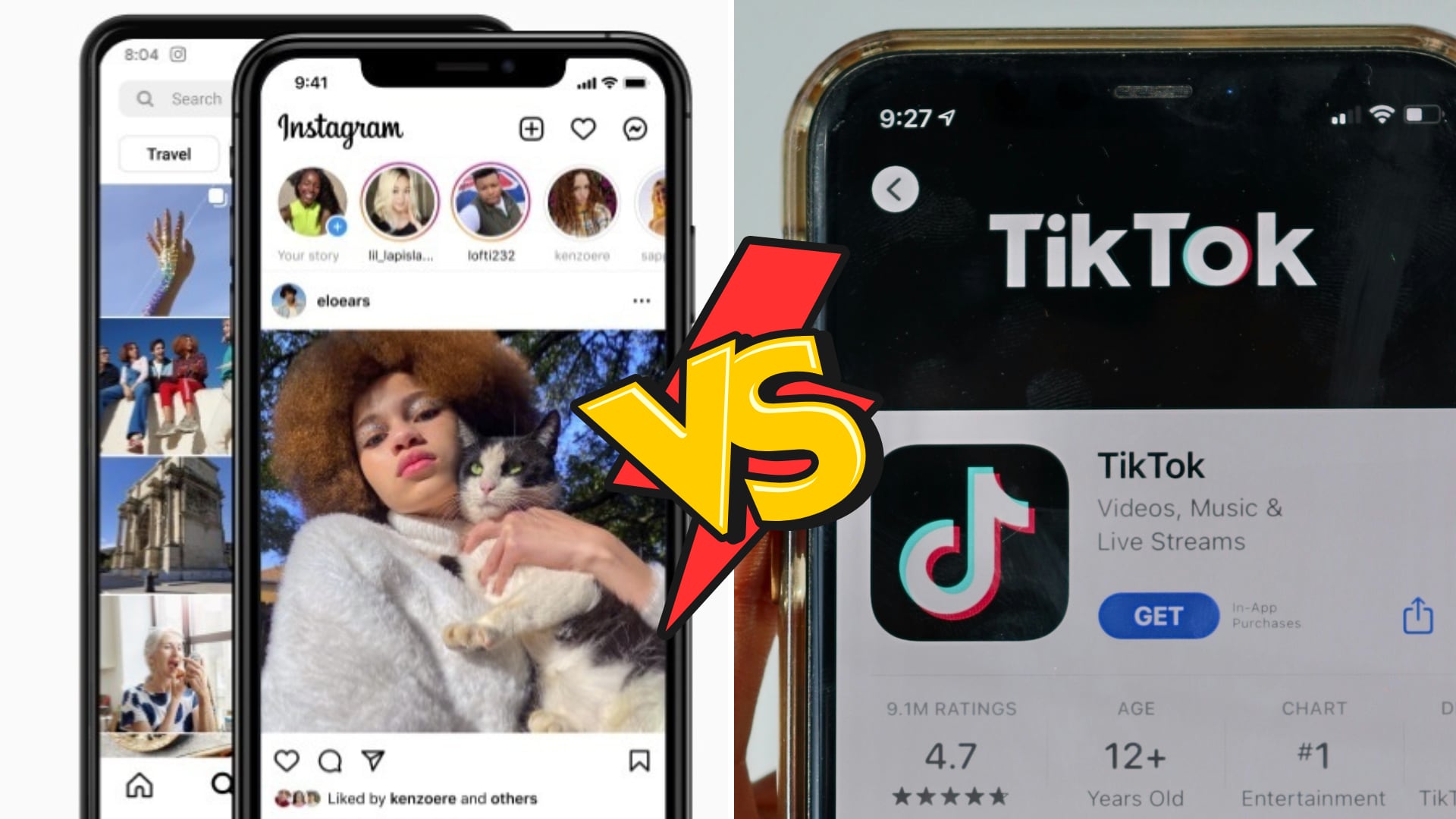 Pantalla de un teléfono móvil mostrando Reels en Instagram, con el logo de Meta en el fondo, simbolizando la posible independencia de la plataforma para competir con TikTok.
