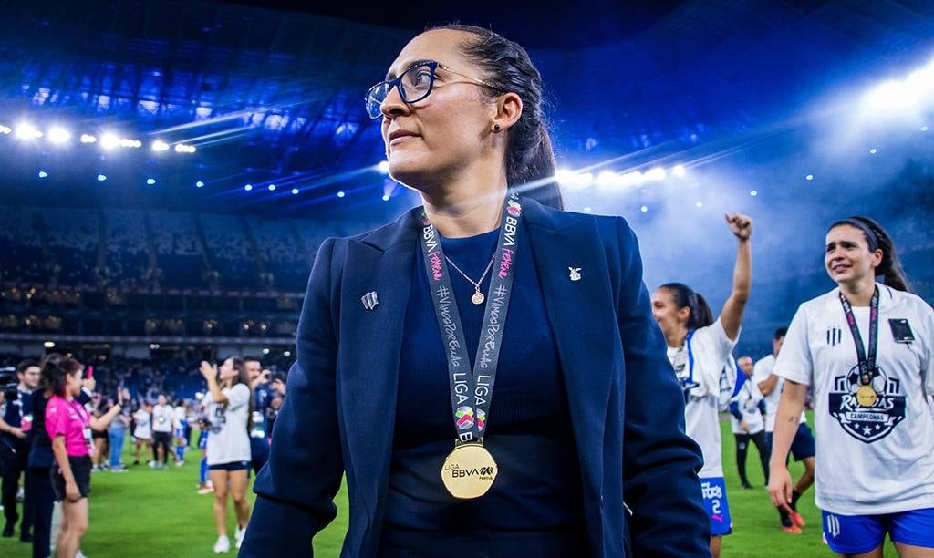 Amelia Valverde se proclamó bicampeona con el Rayadas de Monterrey, club de la Liga MX Femenil. Foto tomada de X.