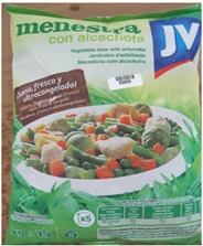 Bolsa de los vegetales congelados menestra con alcachofa.