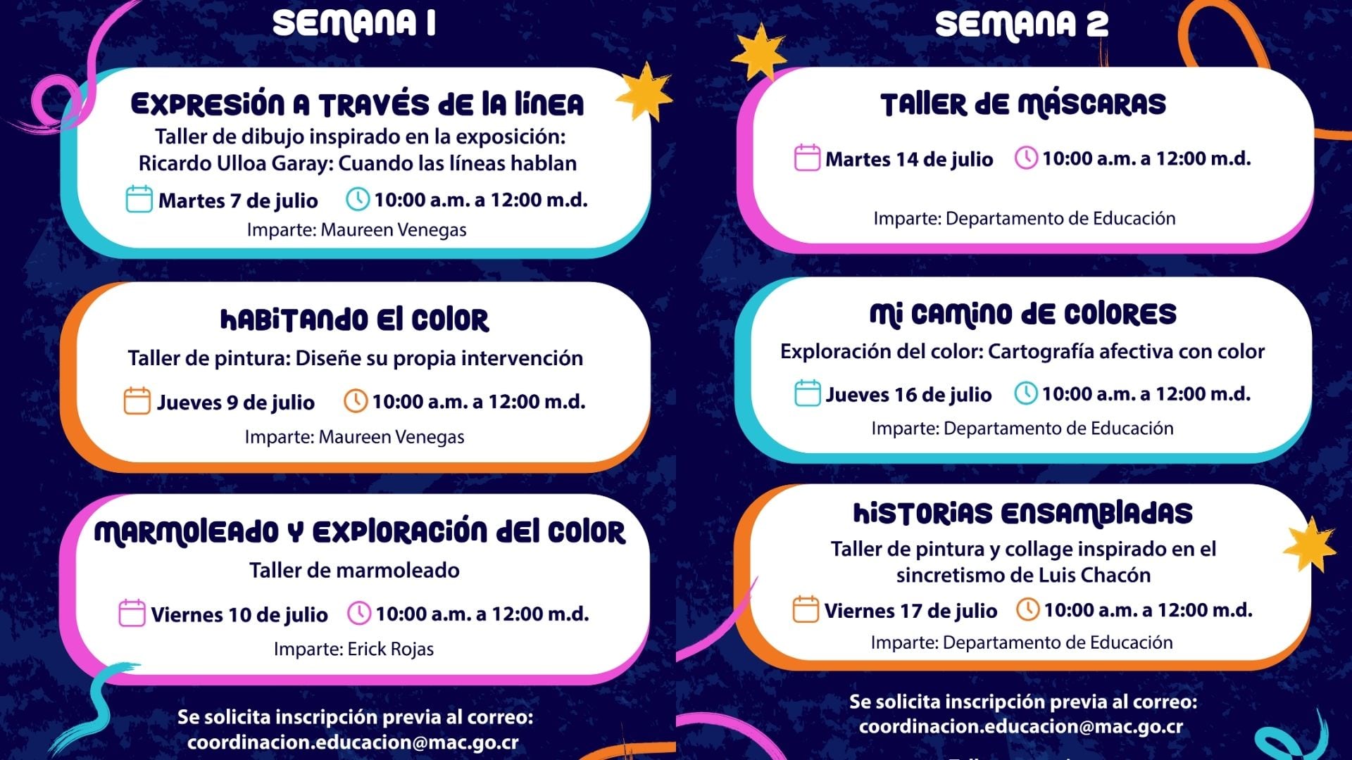 Calendario de actividades semana 1 y 2