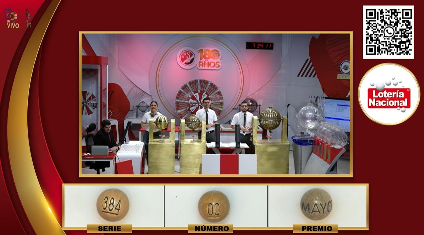 El premio mayor de la lotería fue para el número 00 con la serie 384.