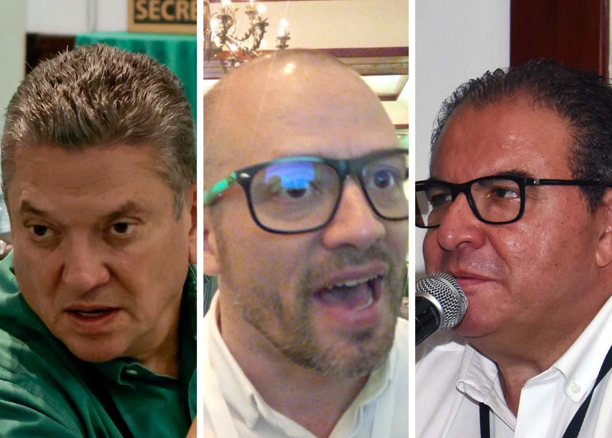 Johnny Araya (izquierda) solicitó la renuncia de Miguel Guillén y Ricardo Sancho a la secretaría general y presidencia del Partido Liberación Nacional (PLN), respectivamente.