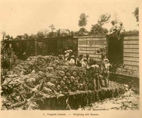 Carga de bananos en Guápiles, en una foto de Fernando Zamora conservada en la Biblioteca Nacional, sin fecha. Fuente: portal del Sistema Nacional de Bibliotecas, www.sinabi.go.cr