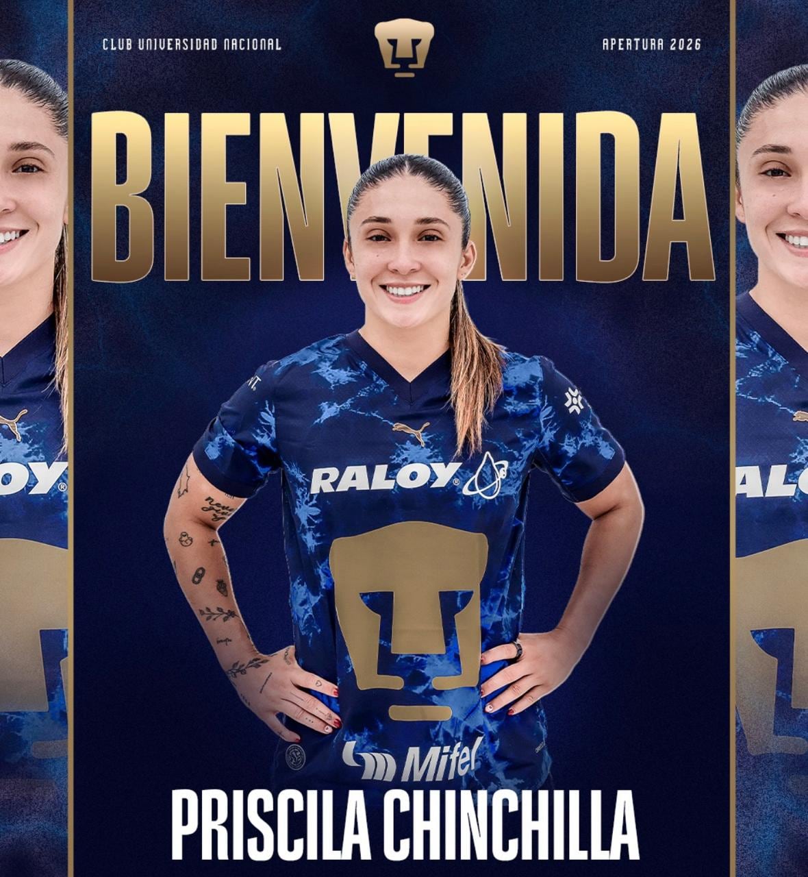 Priscila Chinchilla fue anunciada como jugadora de Pumas de México.