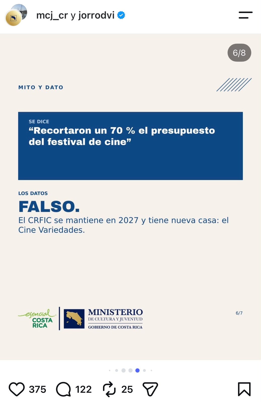 Imagen del Ministerio de Cultura y Juventud publicada el 22 de setiembre.