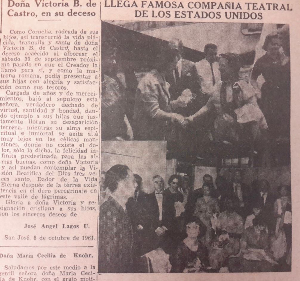 Visita de Helen Hayes y su grupo a Costa Rica