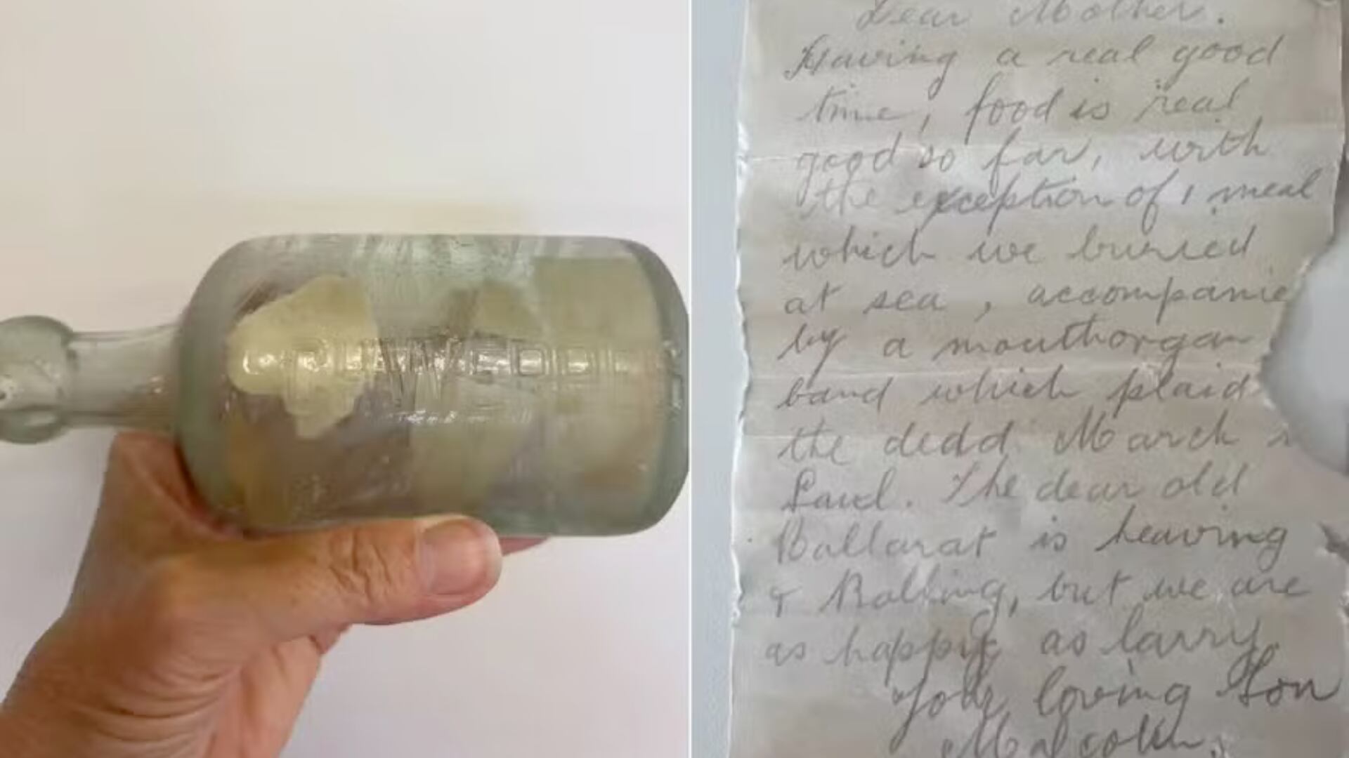 Cartas escritas por soldados en 1916 fueron encontradas dentro de botellas en Australia; uno murió en combate, el otro formó una familia.